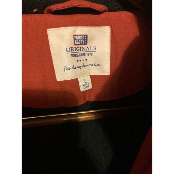 Faded Glory Originals Men's Size LargeThick Red Zip Jacket Zippered Hood Pockets - Picture 10 of 13